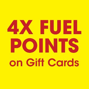 4x Kroger FUEL POINTS on gift cards.   FRI - SAT - SUN Only. Expires 1/9/22