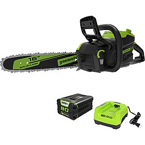 Greenworks deals at amazon, Pro 80V 16" Brushless Cordless Chainsaw, 2.5Ah Battery and Charger Included CS80L2512 $199.49