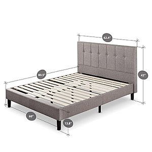 Zinus - Extra 20% Off Upholstered Vertical Detailed Platform Bed: Full $170, Queen $190 + Free Shipping