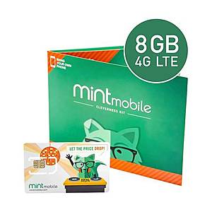 Mint Mobile 12-Month 8GB/mo Prepaid SIM Card Kit $180 ($15/mo)