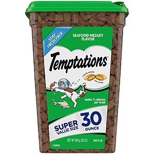 Select Accounts: 30-oz TEMPTATIONS Crunchy & Soft Cat Treats (Seafood Medley) $9.70 w/ Subscribe & Save