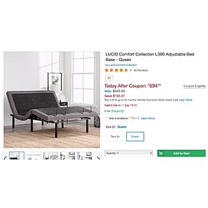 LUCID Comfort Collection L300 Adjustable Bed Base (TWIN for $436 and QUEEN for) $594.98
