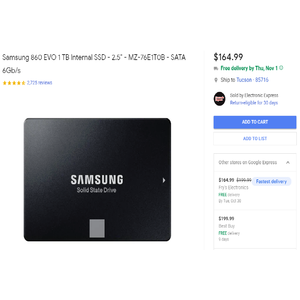 Samsung 860 EVO 1 TB SSD 2.5" - $134.99 Shipped via Google Express App 1st Order w/ code APPSAVE25