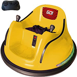 The Bubble Factory Kids Bumper Car w/ Lights, Music & Remote Control (Yellow) $100 + Free Shipping