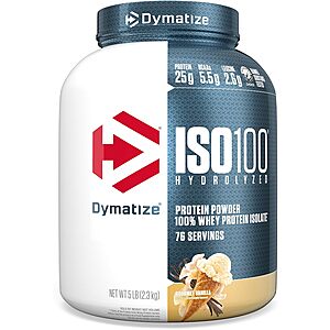 5lb Dymatize ISO 100 Whey Protein Powder, Vanilla, Hydrolyzed isolate,$56.99 with S&S, ($50.99 w/ 5 S&S items) , Amazon