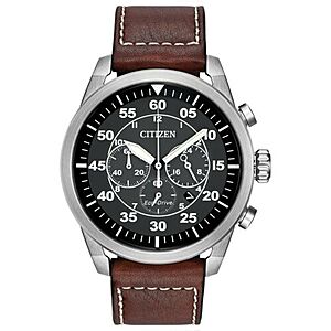 45mm Citizen Eco-Drive Eco-Drive Men's Avion Chronograph Brown Leather Watch (Refurbished)  $84.99 + Free Shipping