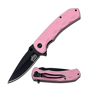 Master USA MU-A002 Series Spring Assisted Folding Knife, Black Straight Edge Blade, Pink ABS Handle, 4-1/2-Inch Closed - $4.19 @ Amazon