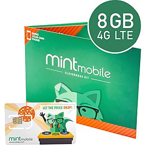 Mint Mobile - 3-Month Prepaid SIM Card Kit $30