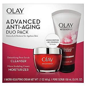 Olay Advanced Anti-Aging Duo Pack: 5-Oz Olay Regenerist Advanced Anti-Aging Pore Scrub Cleanser & 1.7-Oz Micro-Sculpting Face Moisturizer Cream $16.85 + Free S&H w/ Prime or $25+