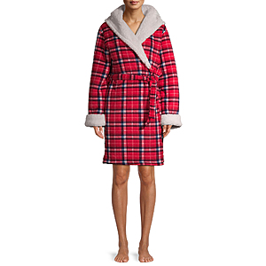 Jaclyn Apparel Women's Microfleece Hooded Bathrobe (Red Plaid) $8.55 & More Sleepwear + Free Shipping w/ Walmart+ or $35+