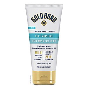 5.5-Oz Gold Bond Pure Moisture Ultra-lightweight Daily Body & Face Lotion $3.30 + Free S&H w/ Prime or $25+