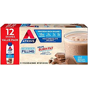 12-Pack 11-Oz Atkins Protein-Rich Shake (Milk Chocolate or Creamy Vanilla) $9.80 w/ Subscribe & Save
