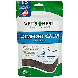 30-Count Vet's Best Comfort Calm Calming Soft Chews Dog Supplements $1.70 w/ S&S + Free Shipping w/ Prime or $25+