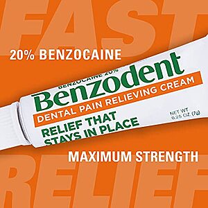 0.25-Oz Benzodent Dental Pain Relieving Cream for Dentures and Braces $2.79 w/ S&S + Free S&H w/ Prime or $25+