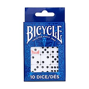 10-Count Bicycle 6 Sided Dice (16mm) $1.60 + Free S&H w/ Prime or $25+