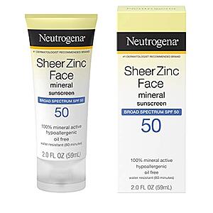 2-Oz Neutrogena Sheer Zinc Oxide Dry-Touch Mineral Face Sunscreen Lotion (SPF 50) $3.79 w/ S&S + Free S&H w/ Prime or $25+