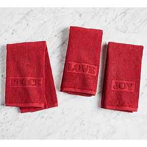 3-Pack 100% Cotton Red Guest Towels (Peace, Love, Joy) $11.19 + Free Shipping