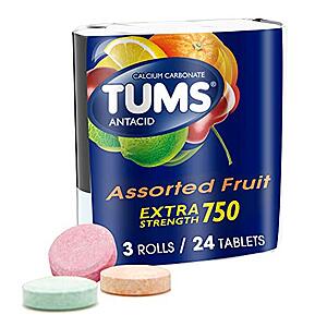Select Accounts: 3-Pk 8-Ct TUMS Antacid Chewable Tablets for Heartburn Relief $1.30 w/ Subscribe & Save & More