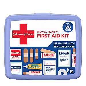 80-Piece Johnson & Johnson Travel Ready Portable Emergency First Aid Kit $7.85 + Free S&H w/ Prime or $25+
