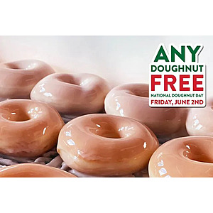 Krispy Kreme: FREE Doughnut for National Doughnut Day (No Purchase Required) 6/02/23 Only