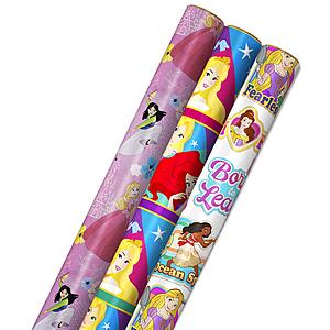 3-Pack 60 Sq. Ft Hallmark Disney Princess Wrapping Paper (Cinderella, Ariel, Mulan, Jasmine, Snow White, Belle) $6.79 + Free S&H w/ Prime or $25+