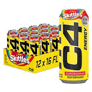 Prime Members: 12-Pack 16-Oz Cellucor C4 Sugar-Free Energy Drink (Skittles) $16.20 w/ S&S & More + Free Shipping