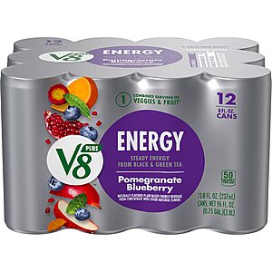 12-Pack 8-Oz V8 +ENERGY Energy Drink (Pomegranate Blueberry) $6.10 w/ Subscribe & Save