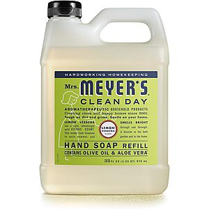 33-Oz Mrs. Meyer's Clean Day Liquid Hand Soap Refill (Lemon Verbena) $5.05 w/ S&S + Free S&H on $35+