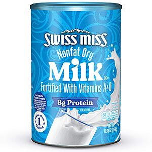 12.98-Oz Swiss Miss Powdered Milk $4.65 w/ S&S + Free Shipping w/ Prime or on $35+