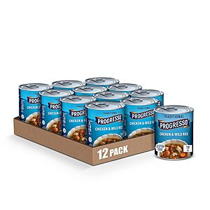 12-Pack 19-Oz Progresso Traditional Chicken and Wild Rice Soup $15