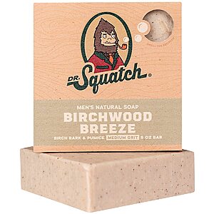 5-Oz Dr. Squatch All Natural Bar Soap for Men with Medium Grit (Birchwood Breeze) $3 + Free Shipping w/ Prime or on $35+