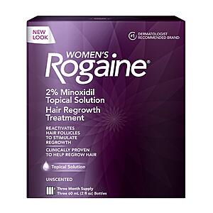 3-Pack 2-Oz Rogaine Women's 2% Minoxidil Topical Solution for Hair Thinning and Loss (3-Month Supply) $35.10 w/ S&S + Free Shipping