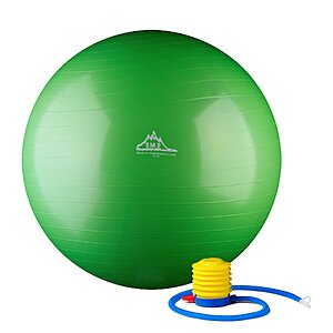 Black Mountain Products Exercise Stability Yoga Ball w/ Foot Pump: Green 65 cm $11.05, Red 55 cm $10.55 + Free S&H w/ Prime or $35+