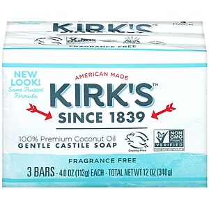 3-Pack 4-Oz Kirk's Original Coco Castile Bar Soap (Fragrance Free) $2.50 at Walgreens w/ Free Store Pickup on $10+