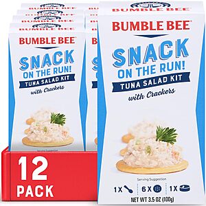 12-Pack 3.5-Oz Bumble Bee Snack On The Run Tuna Salad with Crackers Kit $10.70 w/ S&S + Free Shipping w/ Prime or on $35+