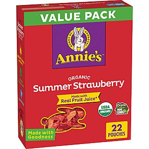 22-Pouch Annie's Organic Bunny Fruit Flavored Snacks Value Pack (Summer Strawberry) 4 Boxes for $22.95 w/ S&S + Free Shipping w/ Prime or $35+