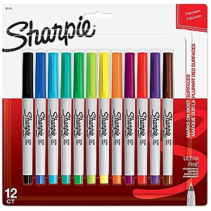 12-Pack Sharpie Fine or Ultra Fine Tip Permanent Markers (Assorted Colors) $5.40 + Free Shipping