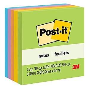 5-Pack 100-Sheet 3" x 3"  Post-It Notes (Floral Fantasy or Poptimistic) $3.59 + Free Shipping