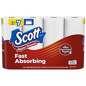 4-Pack Scott Choose-A-Sheet Paper Towels (Equivalent to 7 Rolls) $3.75 at Walgreens w/ Free Store Pickup on $10+