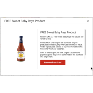 Kroger (and Affiliates) » FREE Sweet Baby Ray's 12oz. Hot Sauce with Digital Coupon! [Exp 4/3]