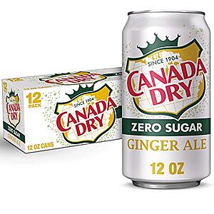 12 pack 12 fl oz Canada Dry Zero Sugar Ginger Ale Soda $3.02 at Amazon