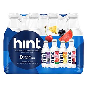 Hint Water Best Sellers Pack-16 Oz. Bottles (Pack of 12)-Watermelon, Blackberry, Cherry, & Pineapple-$9.99-Amazon