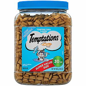 Select Amazon Accts: 30oz Temptations Cat Treats Tub (various flavors) from $8.85 w/ S&S + Free S&H