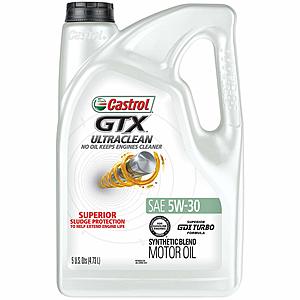 5 quarts Castrol GTX ULTRACLEAN 5W-30 Motor Oil, 5 Quart, $8.12 w/ Subscribe and Save, Amazon
