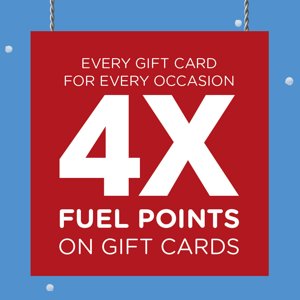 Kroger, 4X fuel points on purchase of gift cards, includes Visa/Mastercard gift cards