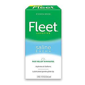 2-Pack 4.5-Oz Fleet Laxative Saline Enema for Adults $1.48 w/ S&S + Free Shipping w/ Prime or on orders over $25