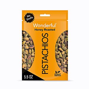 5.5-Oz Wonderful Honey Roasted Pistachios (No Shells) $3.69 w/ S&S + Free Shipping w/ Prime or on orders over $25