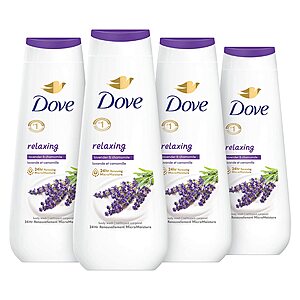 4-Pack 20-Oz Dove Body Wash (Lavender Oil & Chamomile) $6.57 w/ S&S + Free Shipping w/ Prime or on orders over $25