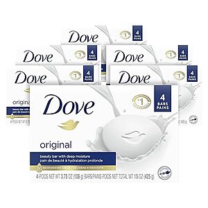 24-Pack 3.75-Oz Dove Original Beauty Bar Soap with ¼ Moisturizing Cream $16.30 w/ Subscribe & Save