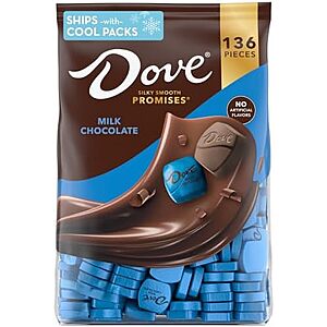 136-Count Dove Promises Milk Chocolate Candy (43.07-Oz Bag) $14.42 w/ S&S + Free Shipping w/ Prime or on orders over $35